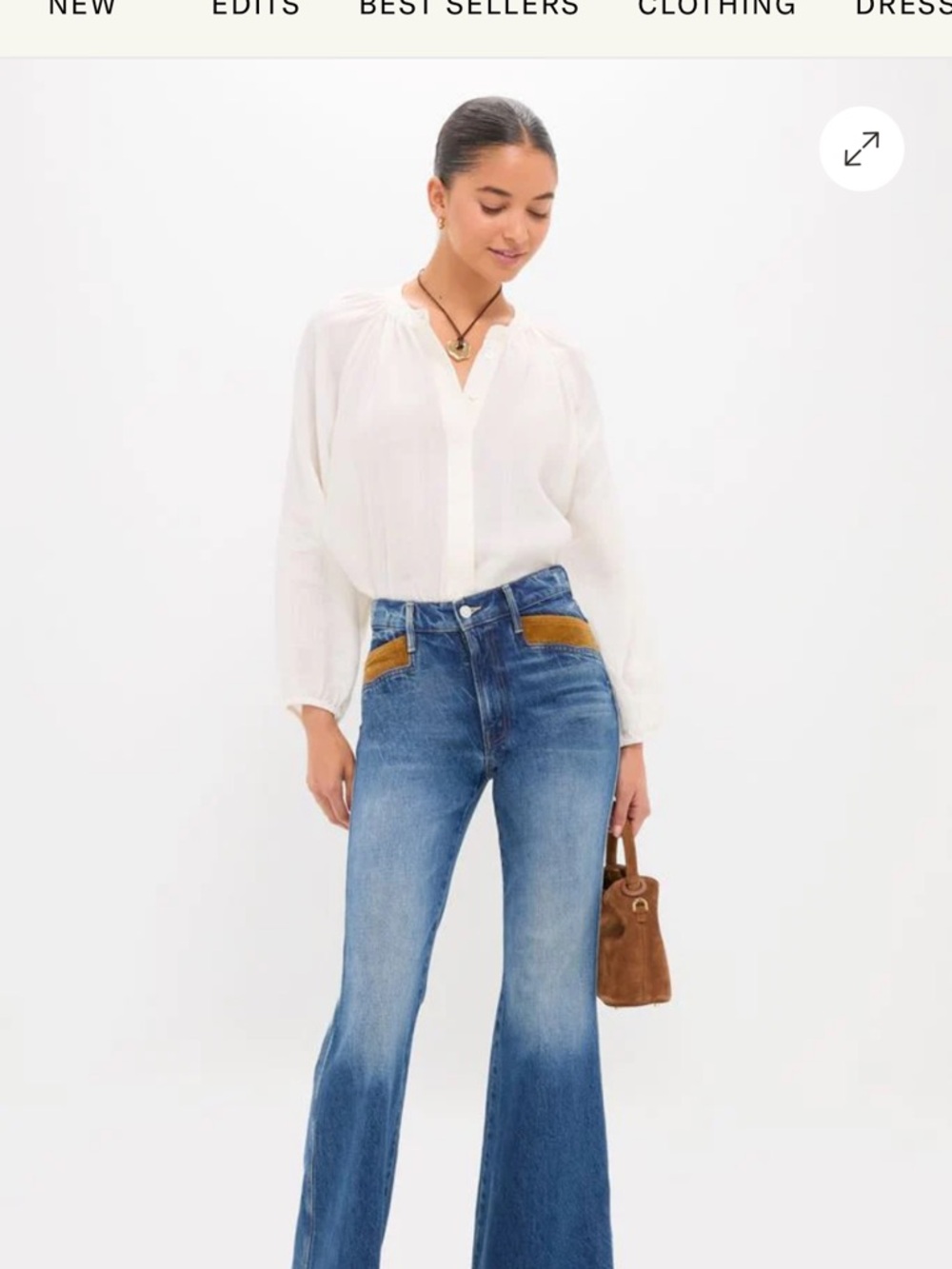 Mother doozy High-Rise Wide-Leg Flare Jeans in Medium Blue NWT - Picture 4 of 4